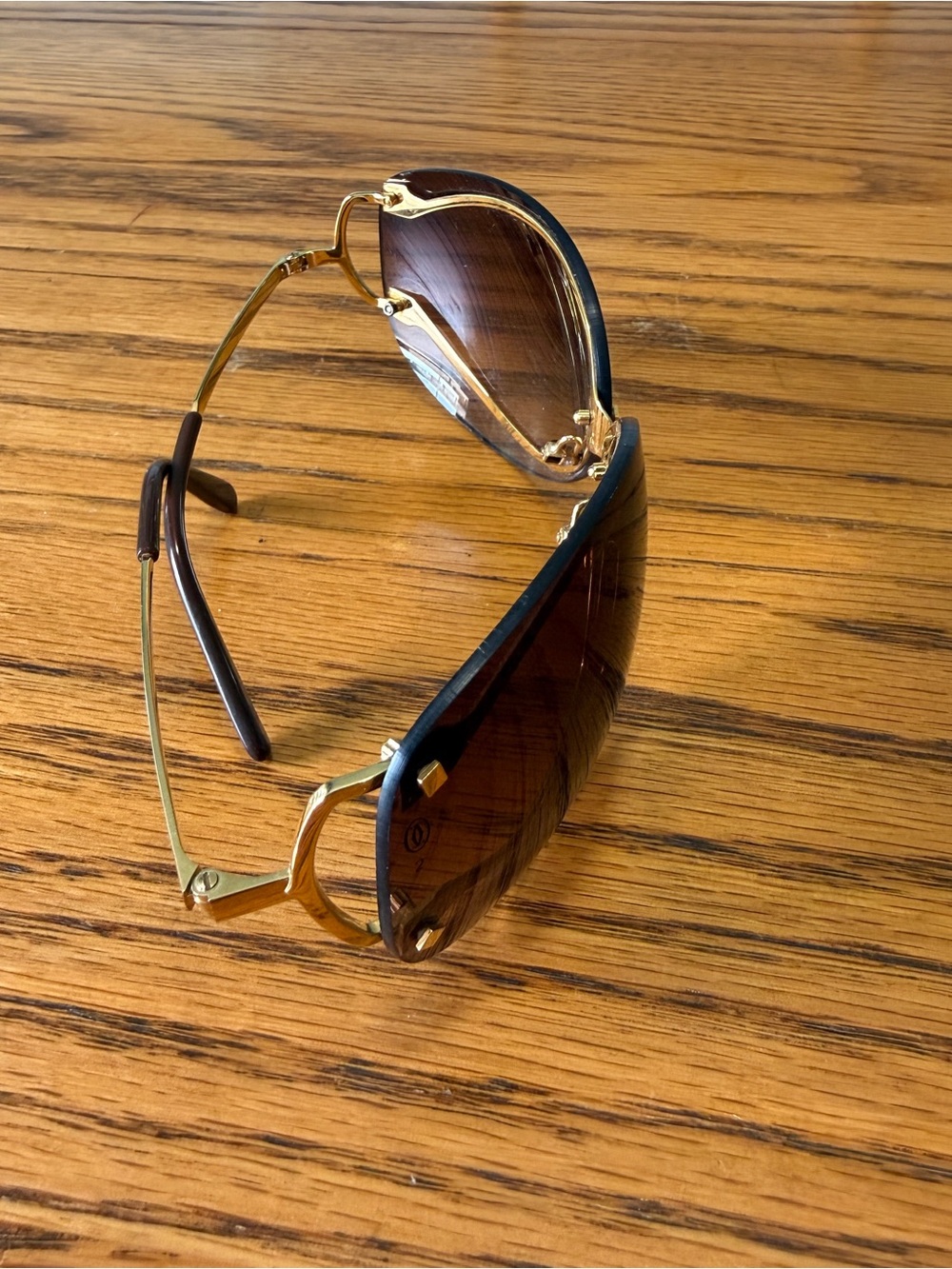 Cartier Vintage Cartier Cat Eye Rimless Sunglasses Gold /Lens Gradient Brown - Picture 5 of 15